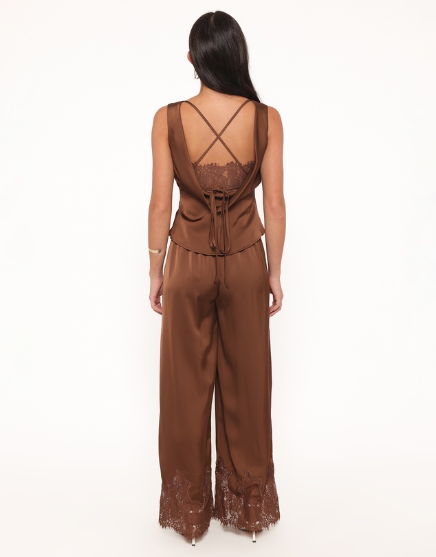 Petal & Pup - Viola Drawstring Wide Leg Pant - Chocolate