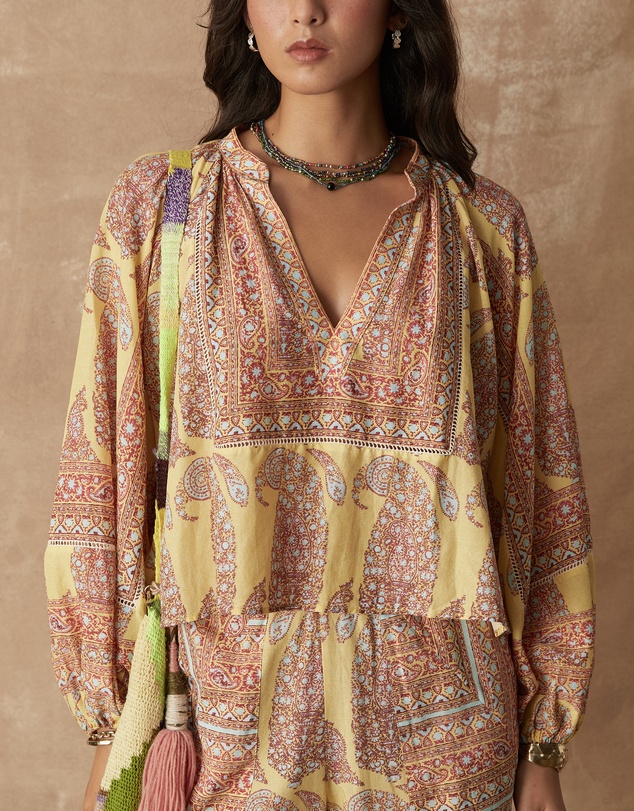BOTEH - Calico Framed Smock Blouse