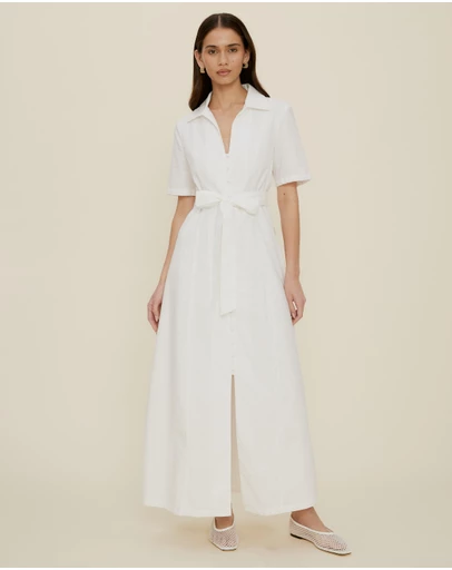 The Fated - Claudia Linen Blend Midi Dress