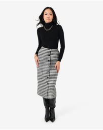 Forcast - Bennet Houndstooth Midi Skirt