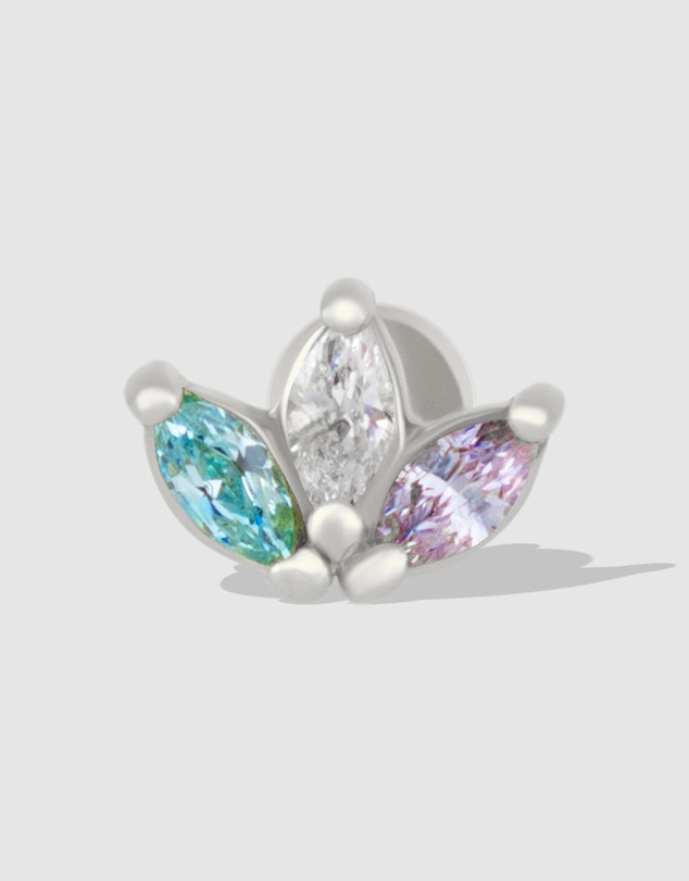 Wanderlust + Co - Trio Marquise Rainbow & Silver Flat Back Earring