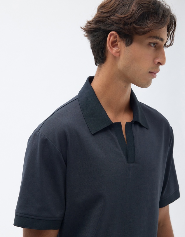 AERE - Open Collar Jersey Polo