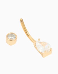 Lovisa - Gold Plated Titanium Cubic Zirconia Double Belly Bar