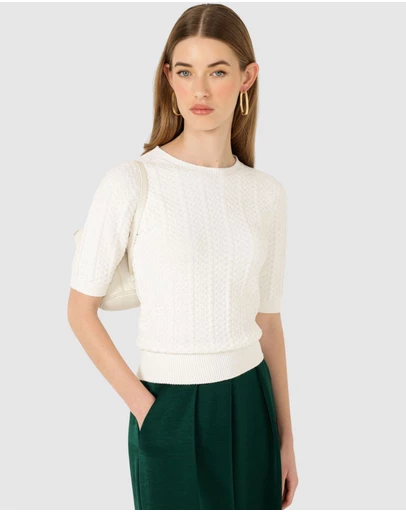 SACHA DRAKE - Short Sleeve Chevron Knit Top
