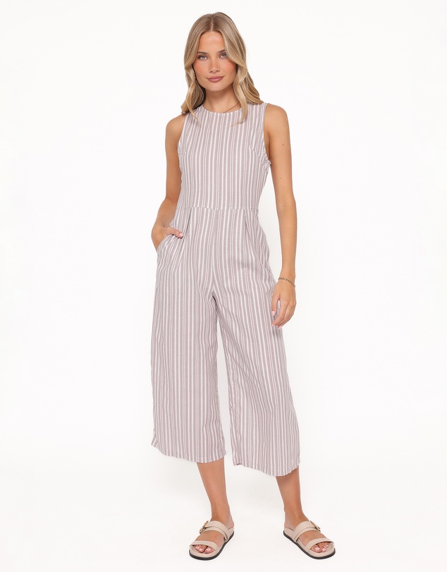 Petal & Pup - Ester Jumpsuit - Beige/White Stripe