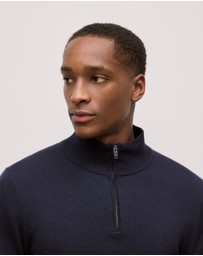 Trenery - Merino Half Zip in Navy