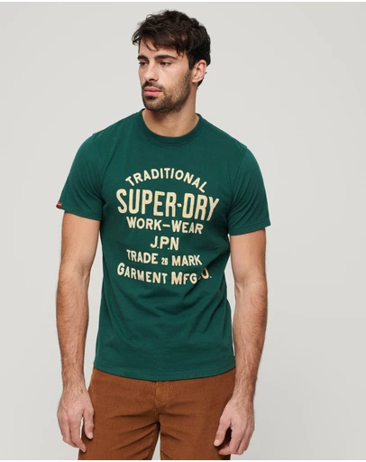 Superdry - Workwear Flock Graphic T-Shirt