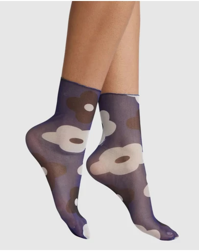 High Heel Jungle - Retro Dark Flower Socks