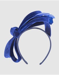 Max Alexander - Large Royal Blue Velvet Bow Racing Fascinator