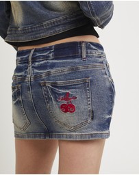 Insight - Moto Denim Mini Skirt