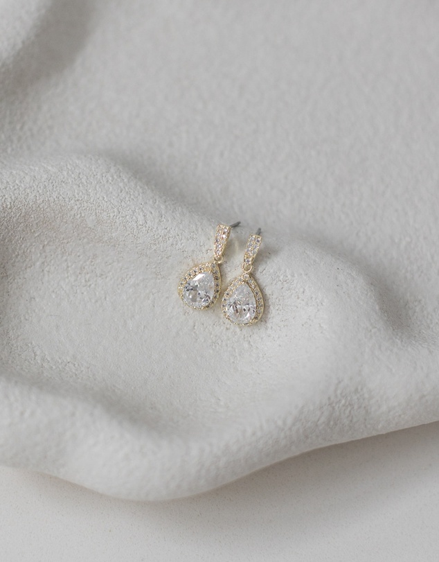 The White Collection - Melissa - Crystal Gold Bridal Earrings