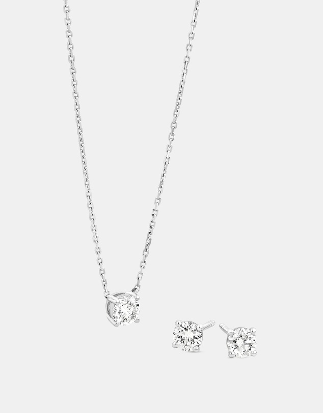Michael Hill - 0.60 Carat TW Laboratory-Grown Diamond Stud Earrings & Pendant Set in 10kt White Gold