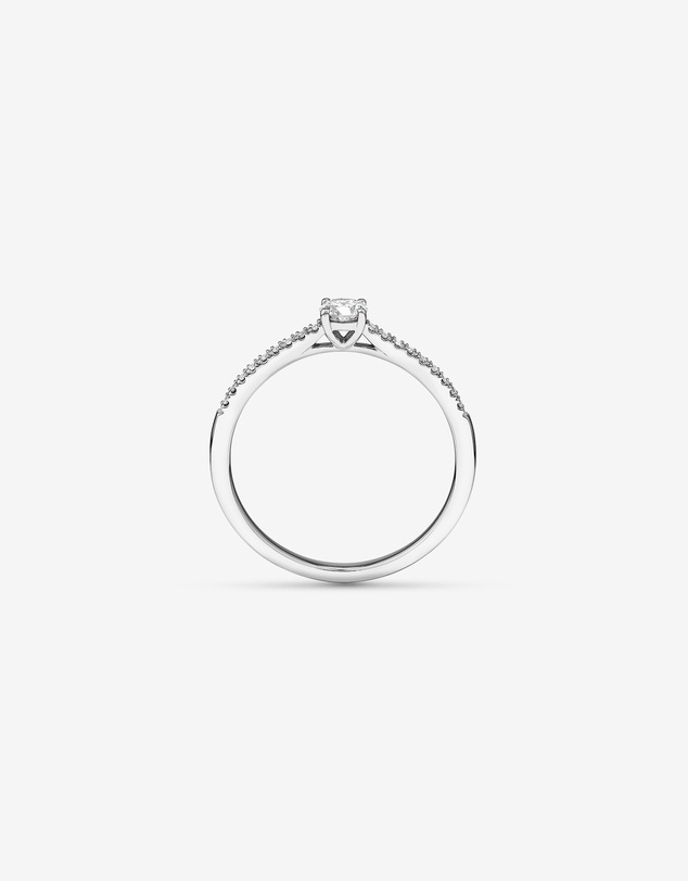 Michael Hill - 0.25 Carat TW Round Brilliant Diamond Side Accent Engagement Ring in 14kt White Gold