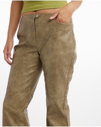 Dazie - Cally PU Low Waisted Leather Pants