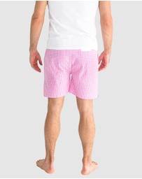 Sant And Abel - Men's Hepburn Gingham Pink Sleep Shorts