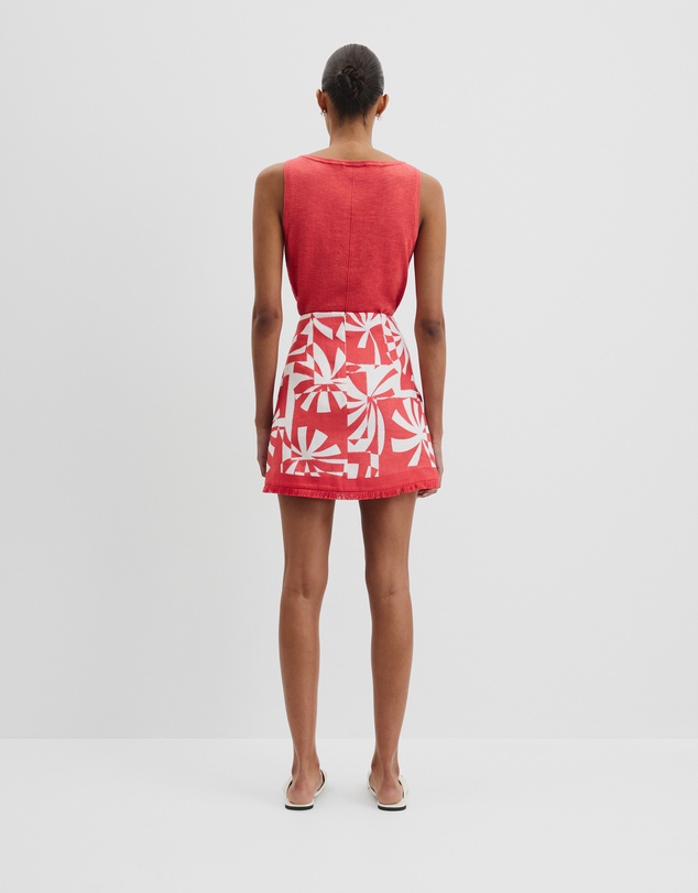 Country Road - Organically Grown Linen Print Fray Mini Skirt