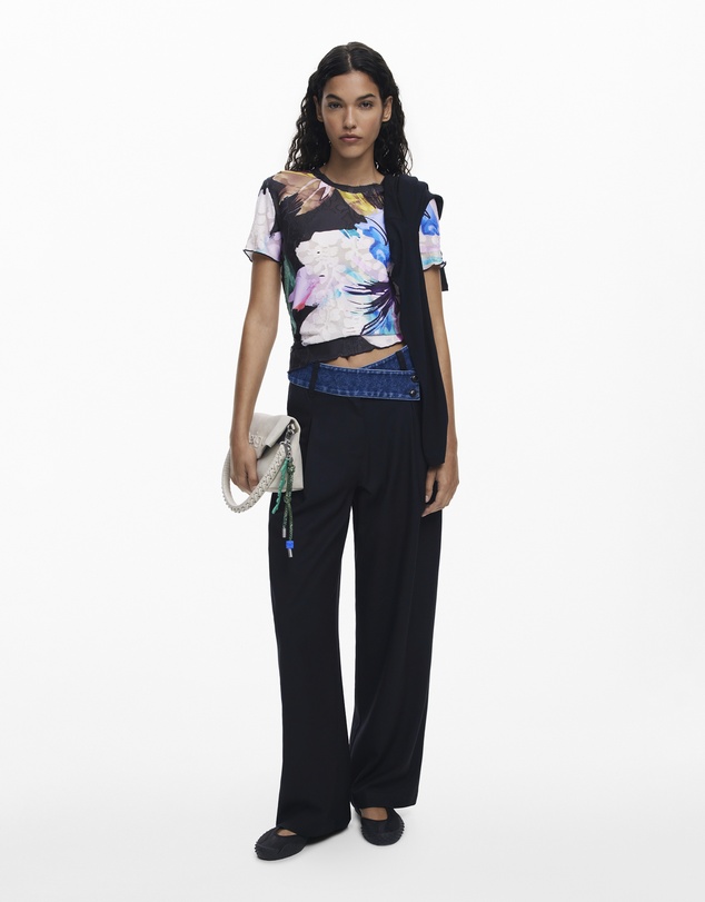 Desigual - Textured floral T-shirt