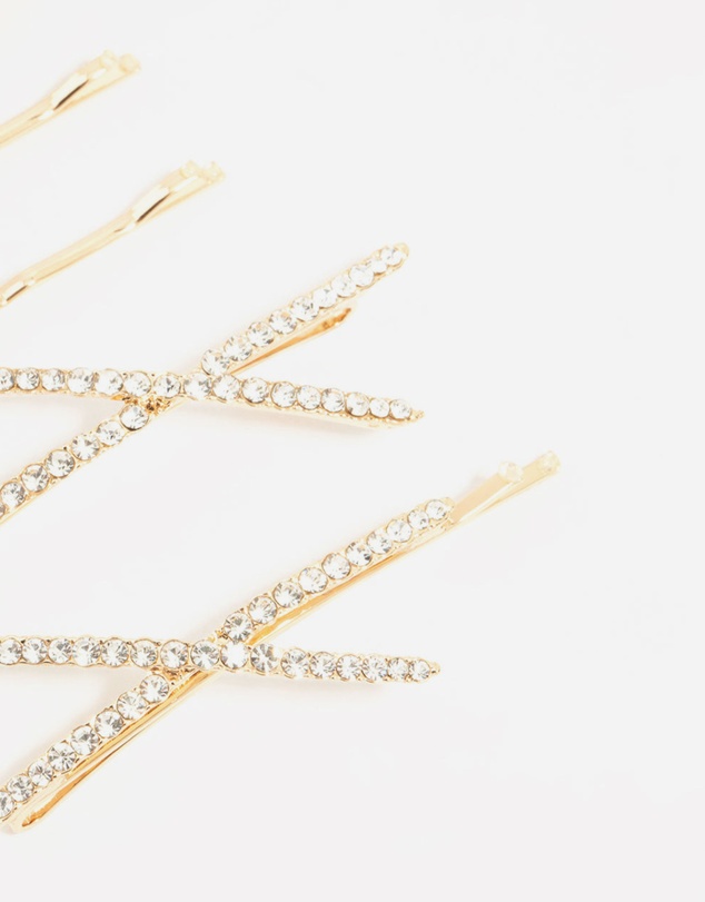 Lovisa - Gold Pave & Single Diamante Slides 6-Pack