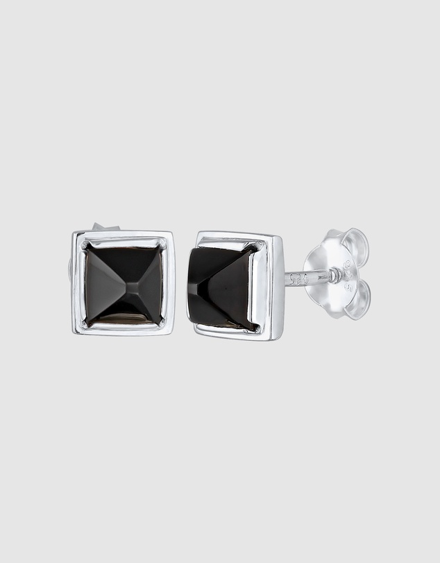 Kuzzoi - ICONIC EXCLUSIVE - Onyx Stud Earrings in 925 Sterling Silver