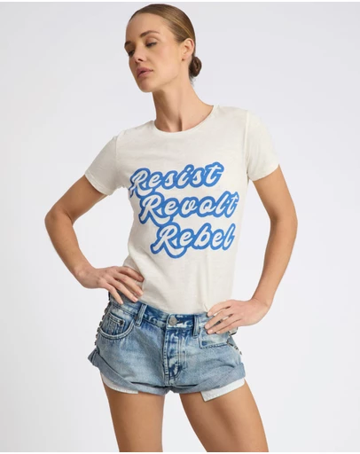 ONE TEASPOON - 25th Anniversary Resist Revolt Rebel Tee - White