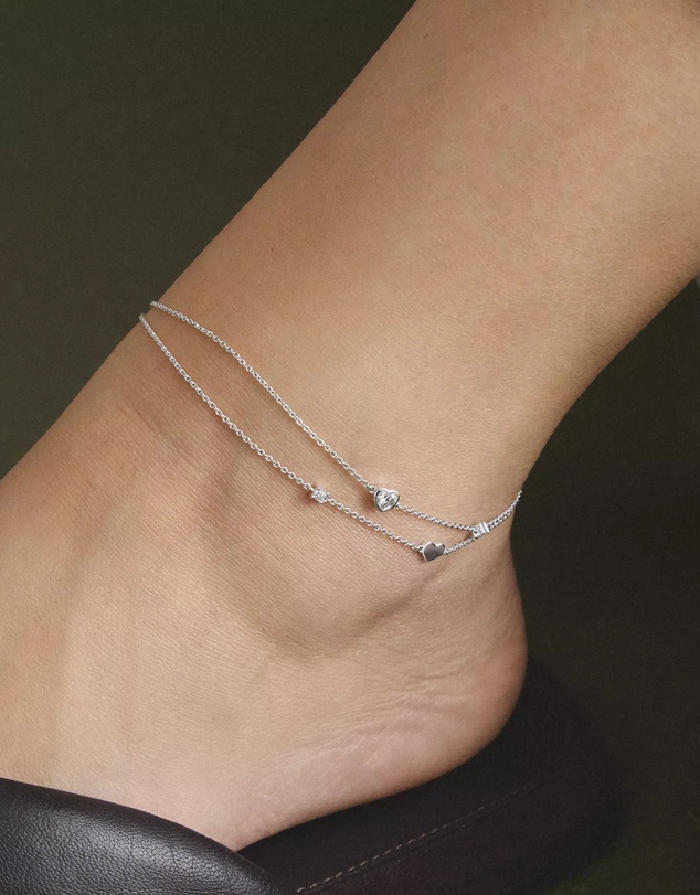 THOMAS SABO - THOMAS SABO Anklet hearts with zirconia