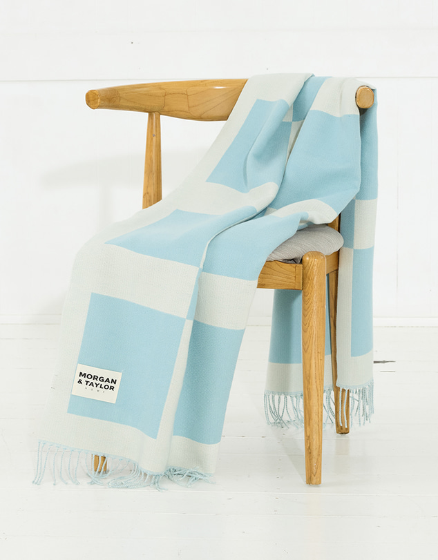 Morgan & Taylor - Archie Throw Blanket in Beige and Light Blue