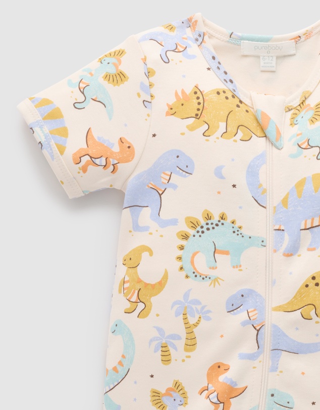 Purebaby - Short Sleeve Zip Growsuit-Kids-Babies