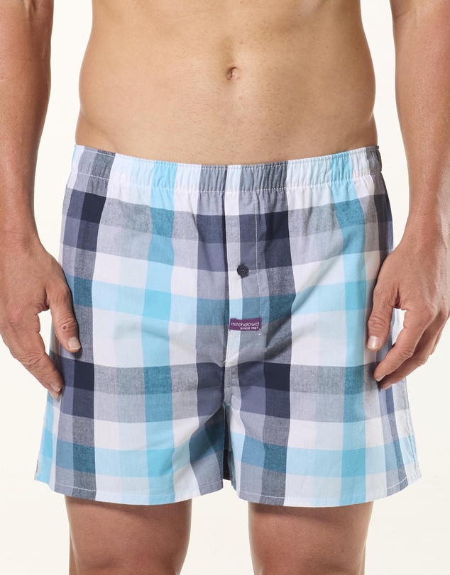 Mitch Dowd - Resort Check Cotton Boxer Short 3 Pack - Blue