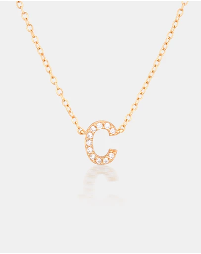 The Silver Collective - A-Z Letter Necklace - C