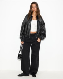 Dazie - Alaia Leather Look Bomber Jacket