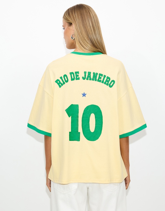 Dazie - Team Brazil Oversized V Neck Graphic Tee