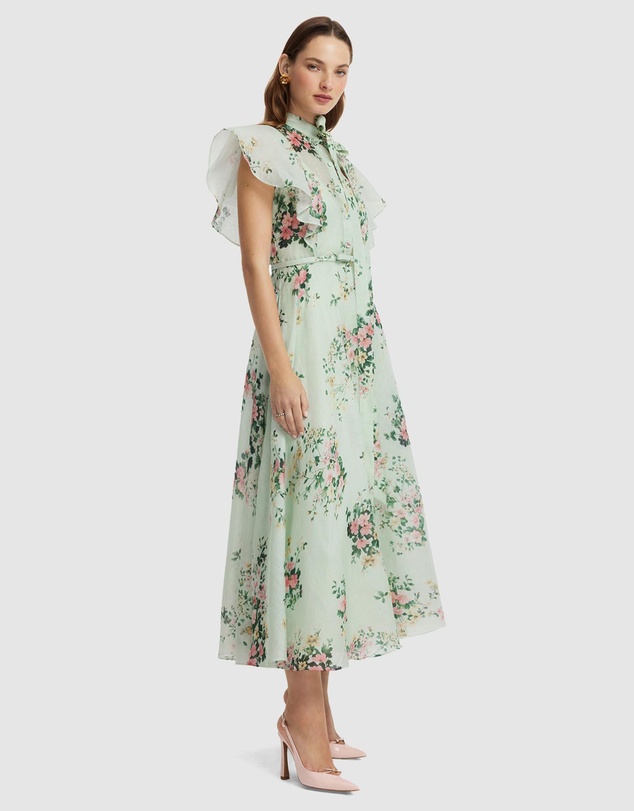 LEO LIN - Elsie Flutter Sleeve Midi Dress