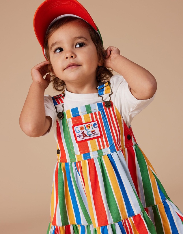 Goldie + Ace - Tully Tiered Pinafore Dress Land Down Under Stripe- ICONIC EXCLUSIVE