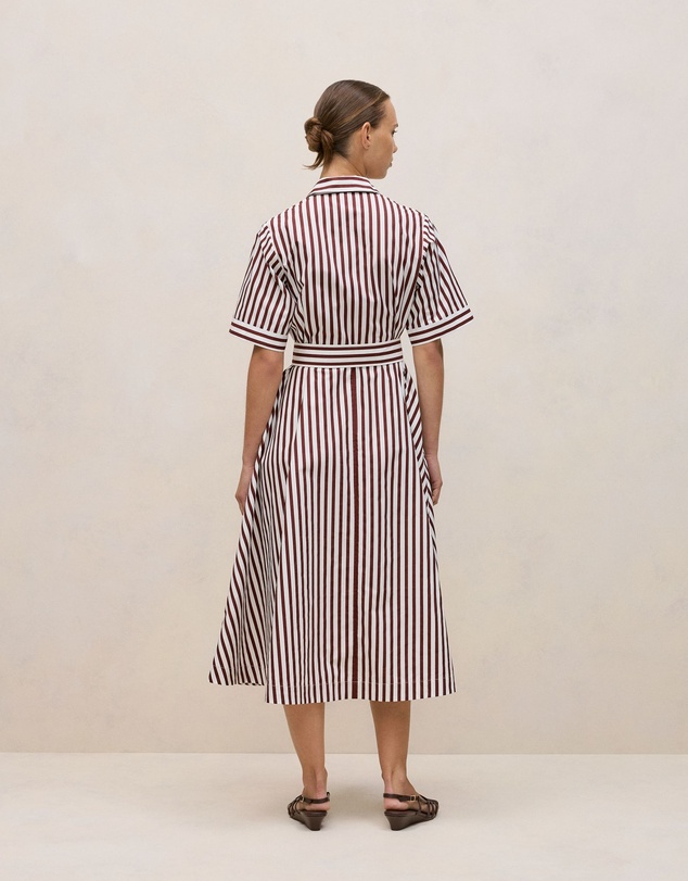 Trenery - Poplin Stripe Belted Dress in Espresso