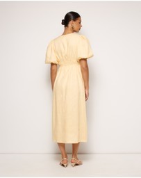 AERE - Aster Tie Front Linen Midi Dress