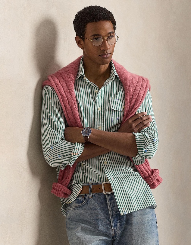 Polo Ralph Lauren - Classic Fit Paint-Splatter Striped Shirt