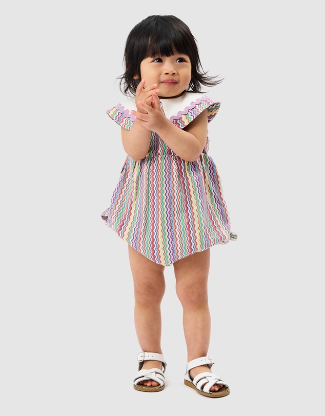 Goldie + Ace - Ric Rac Ava Collared Romper - Babies