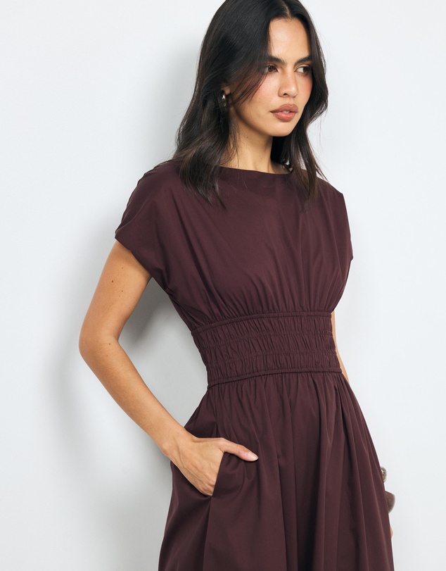 AERE - Runa Shirred Waist Midi Dress