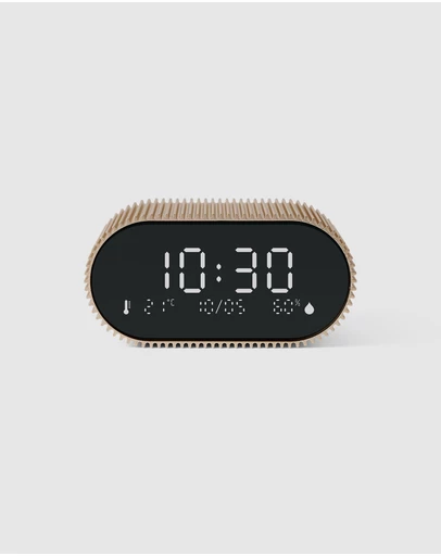 Lexon - Lexon Ray Clock Lcd Alarm Clock With Temperature / Humidity Display - Gold