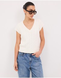 Calli - Leo Wool Blend Cable Knit Vest