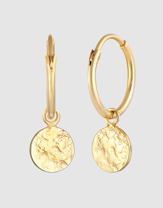 Elli Jewelry - Organic Hoop Earrings in Gold-Plated 925 Silver