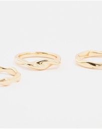 Lovisa - Gold Plated Irregular Stacking Rings 3-Pack