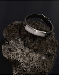 Najo - Memento Men's Leather & Steel Buckle Bracelet (23cm)