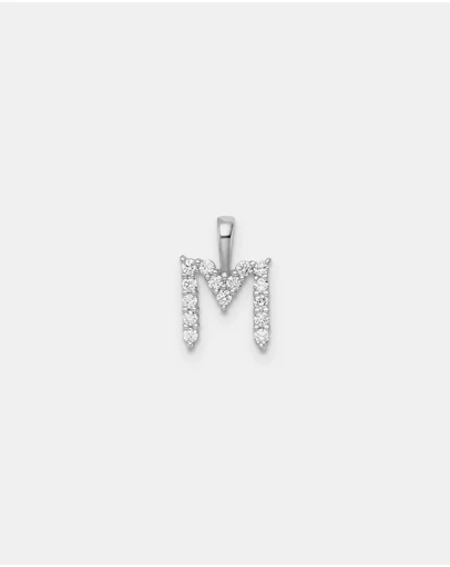 Zoe Olivia - 9K White Gold Lab Grown Diamond Initial M Pendant