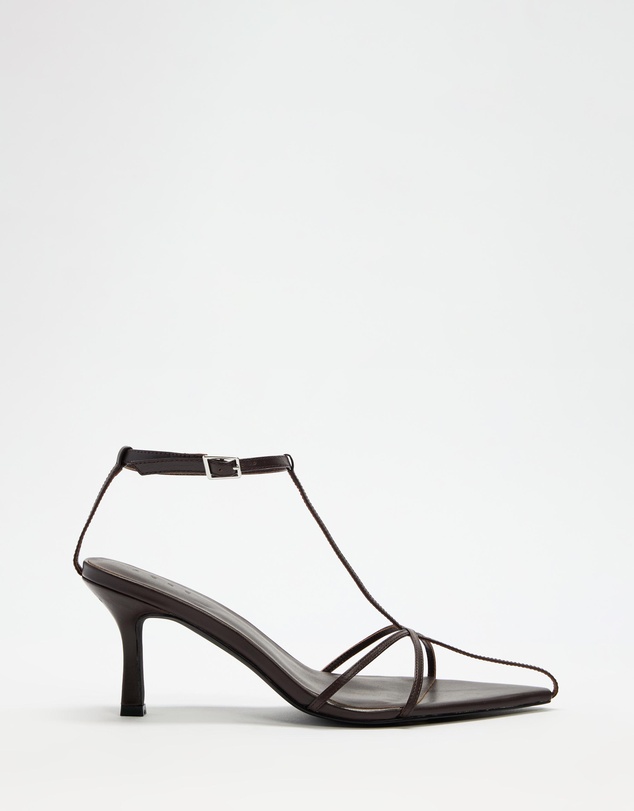 AERE - Leather Point Toe Strappy Heels