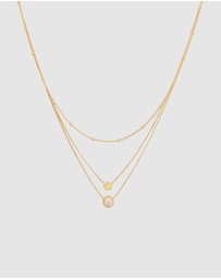 Elli Jewelry - Necklace Layer Opal Circle 925 Sterling Silver Gold-Plated