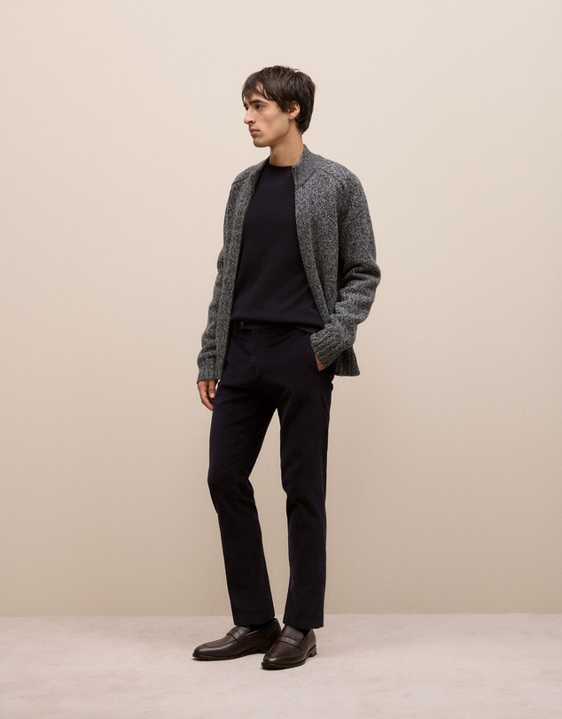 Trenery - Merino Cable Detail Crew in Navy