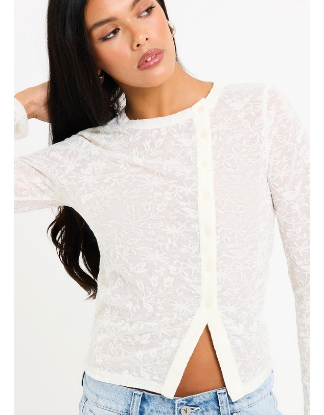 Subtitled - Ariel Crinkle Long Sleeve Button Top