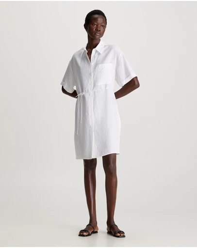 Calvin Klein - Relaxed Linen Blend Shirt Dress