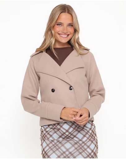 Petal & Pup - Saylor Cropped Car Coat - Oatmeal